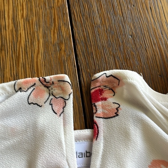 Liz Claiborne Blouse White Floral Print V Neck Opening Size XXL Short Sleeve - Picture 14 of 14